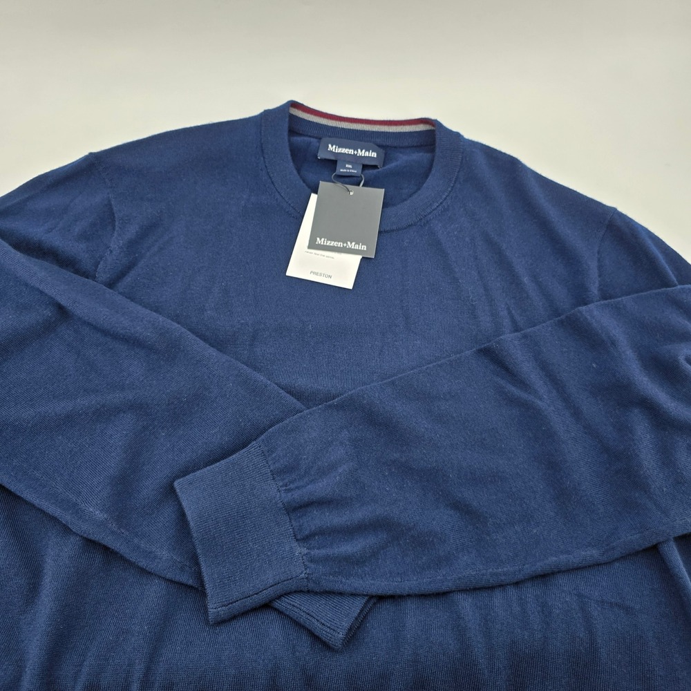 Mizzen+Main Preston Sweater Mens Merino Wool Crewneck Navy XXL MSRP $228 NWT